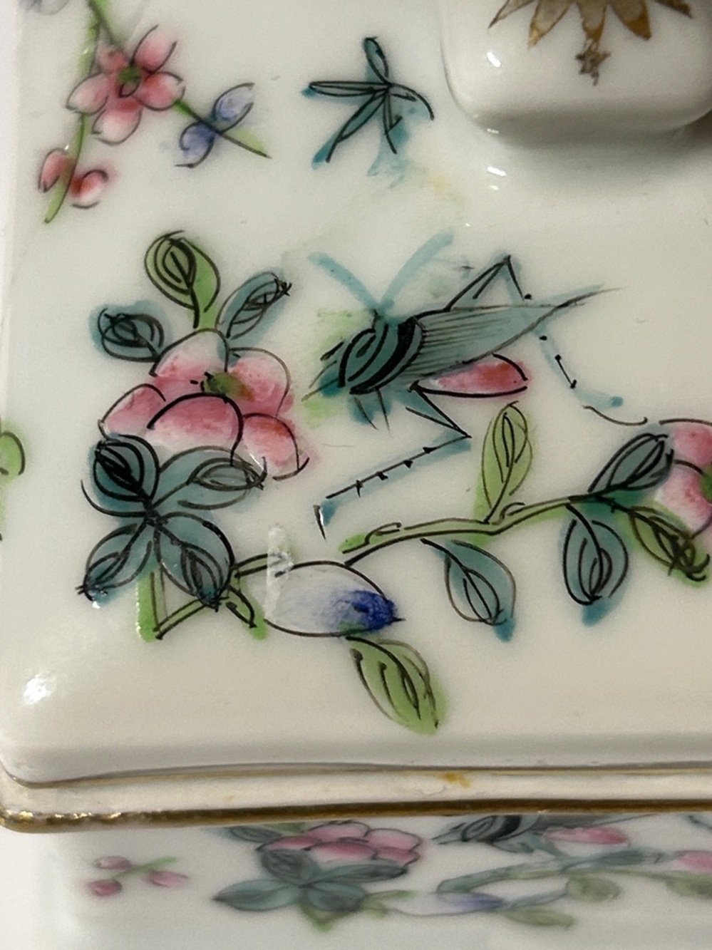 Antique China Floral Ceramic mustard jar with Lid not original spoon - Picture 3 of 9